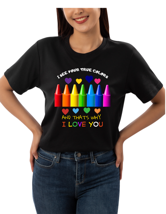 Teacher colorful crayons t-shirt